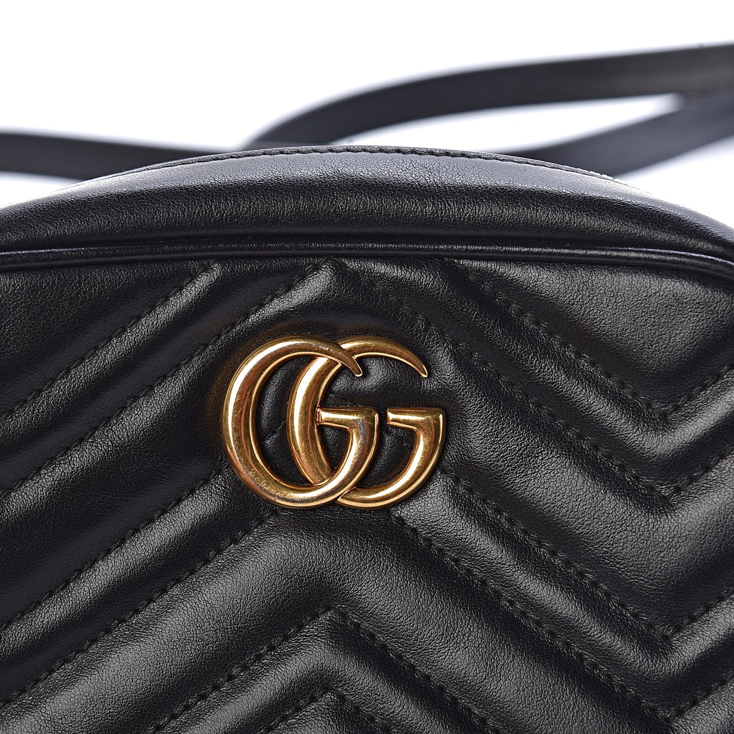 Calfskin Matelasse Mini GG Marmont Chain Shoulder Bag Black