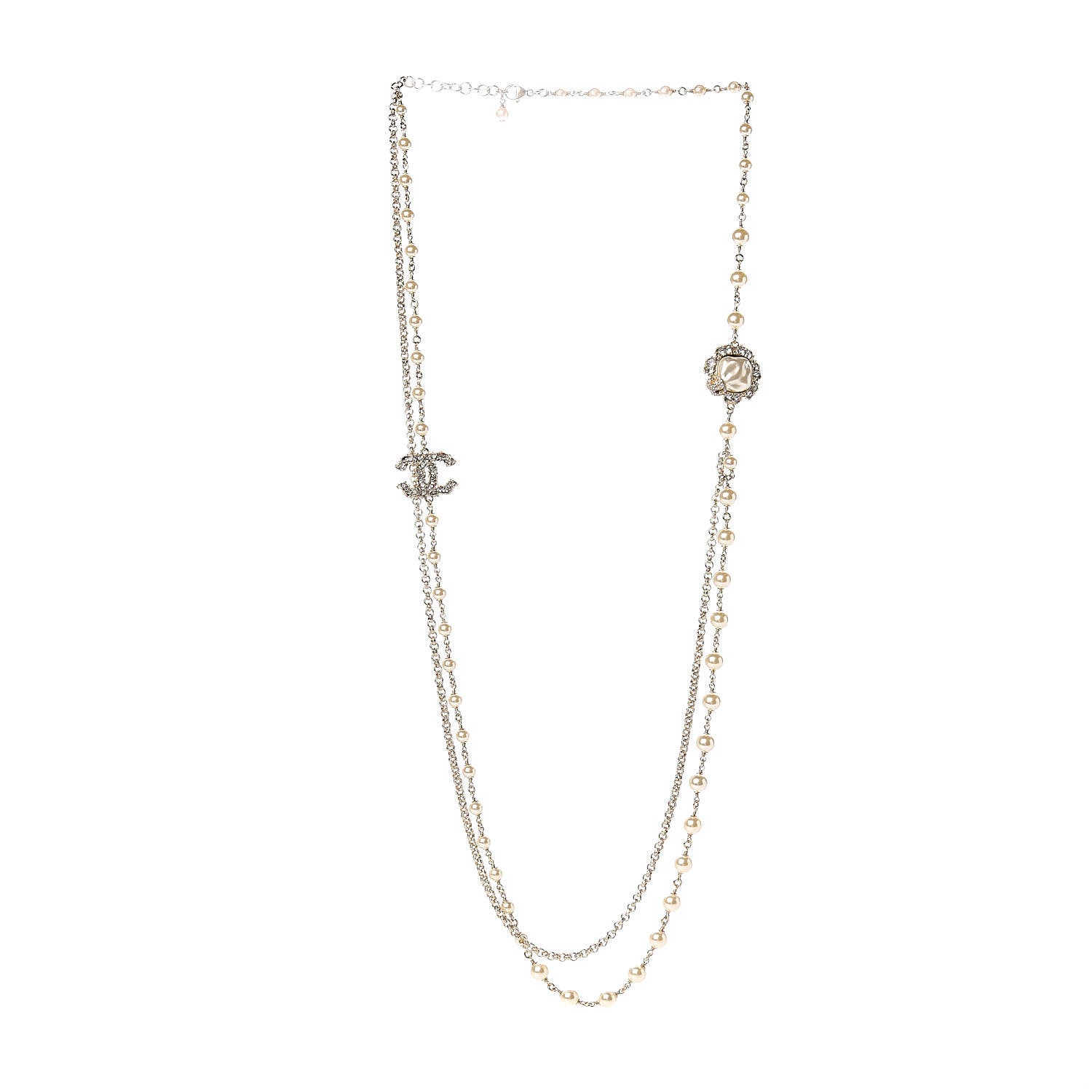 Chanel Pearl Crystal Camellia Express Multistrand Necklace Gold 3 of 5