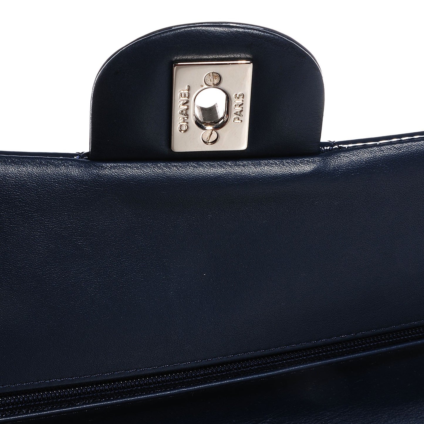 Patent Quilted Medium Double Flap Navy