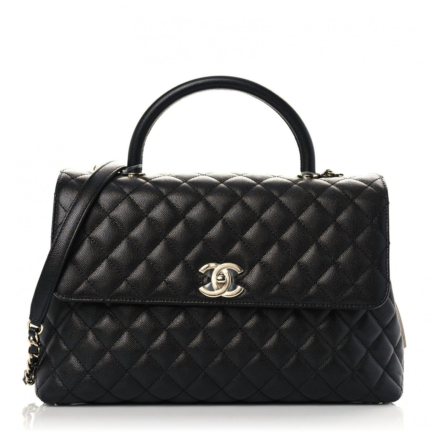 Caviar Quilted Medium Coco Handle Flap Black