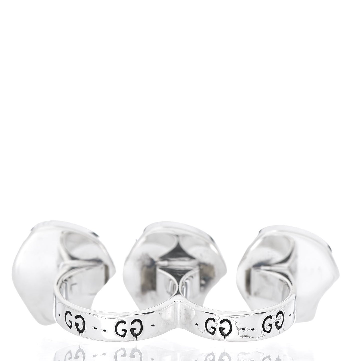 Sterling Silver GucciGhost Hamlet Skull Double Finger Ring 60 9