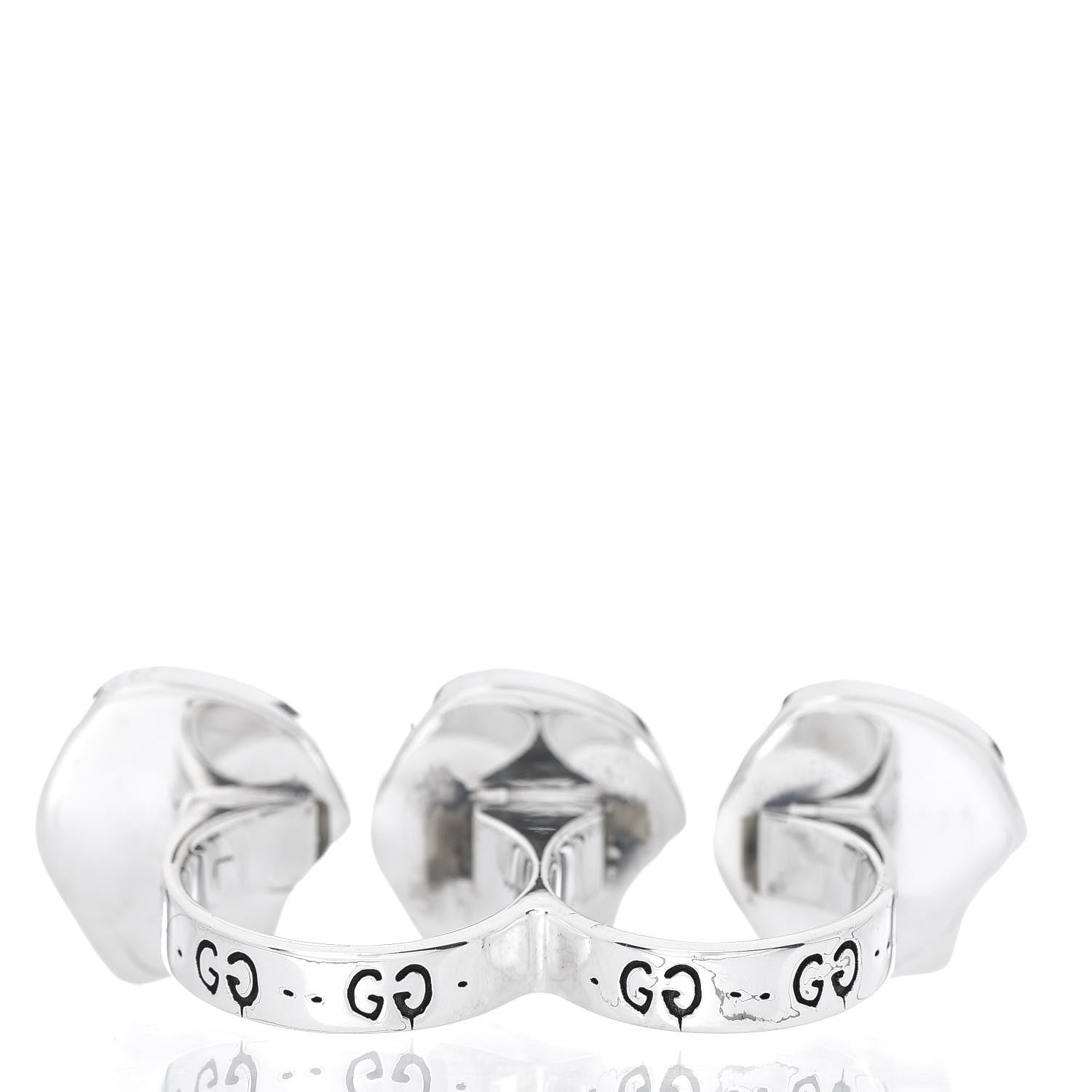 Gucci Sterling Silver GucciGhost Hamlet Skull Double Finger Ring 60 9 3 of 5