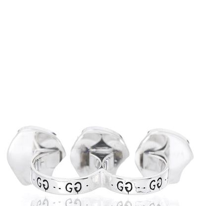 Gucci Sterling Silver GucciGhost Hamlet Skull Double Finger Ring 60 9 3 of 5