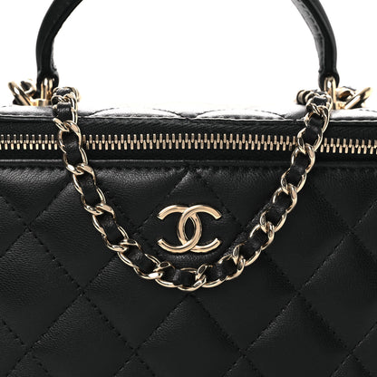 Chanel Lambskin Quilted Small Top Handle Vanity Case With Chain Black 8 of 11