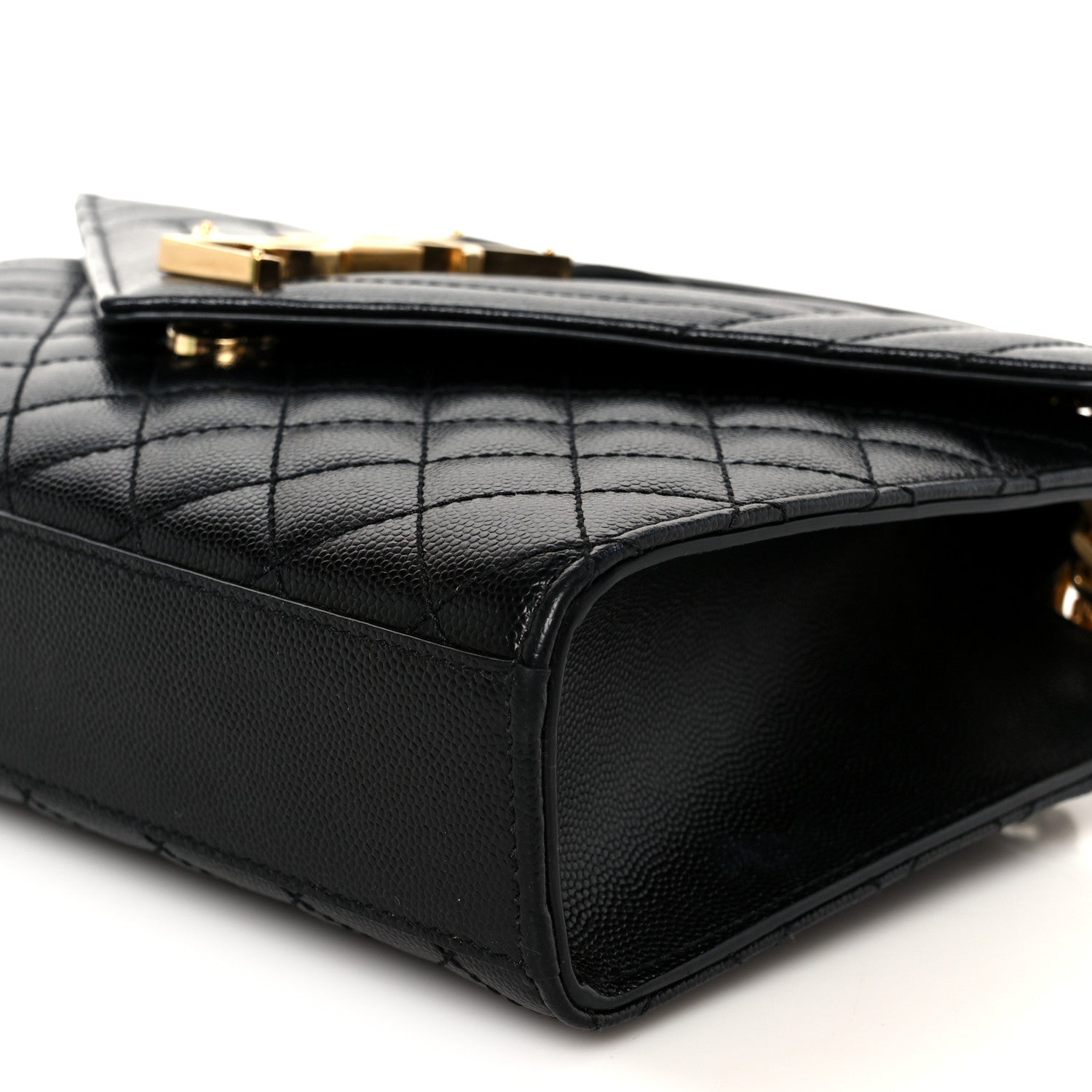 Saint Laurent Grain De Poudre Textured Mixed Matelasse Triquilt Medium Monogram Satchel Black 11 of 11