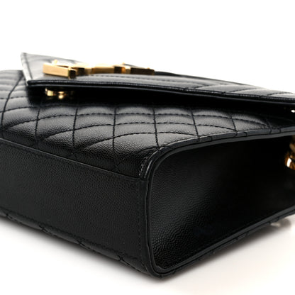 Saint Laurent Grain De Poudre Textured Mixed Matelasse Triquilt Medium Monogram Satchel Black 11 of 11