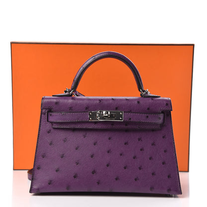 Hermes Ostrich Kelly Sellier Mini 20 Violine 11 of 11