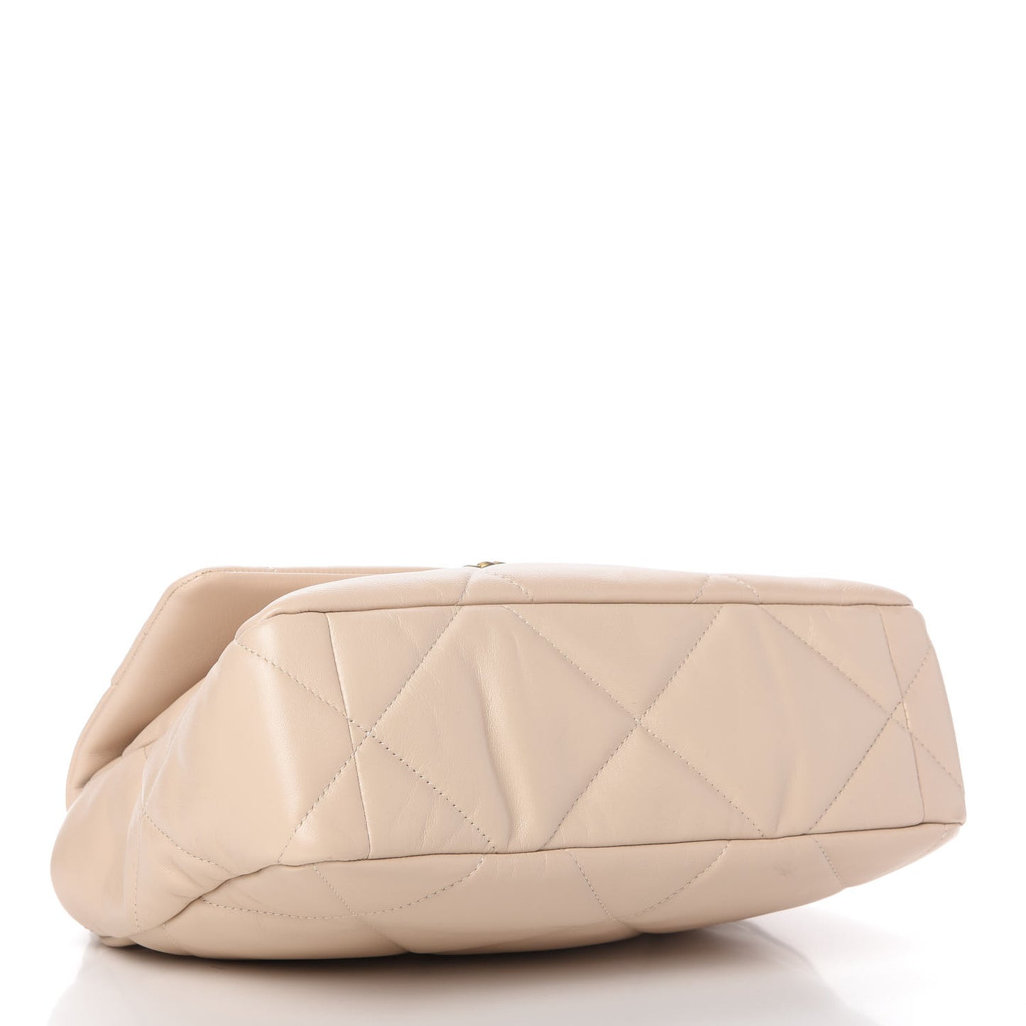 Goatskin Quilted Large Chanel 19 Flap Beige