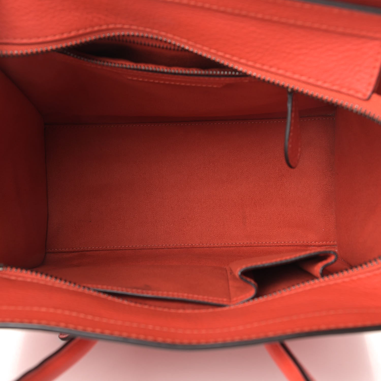 Celine Drummed Calfskin Micro Luggage Vermillion 4 of 6