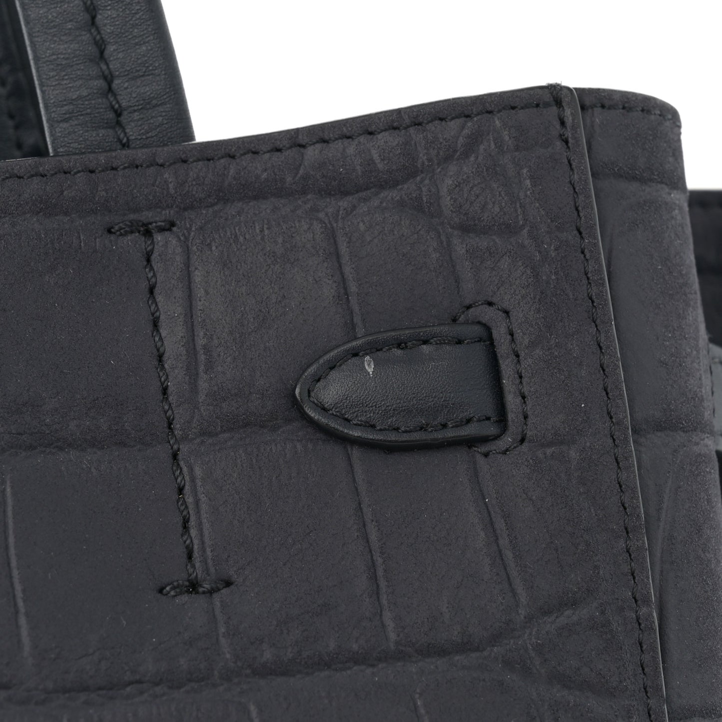 Smooth Calfskin Nubuck Crocodile Embossed Small Belt Cabas Phantom Navy