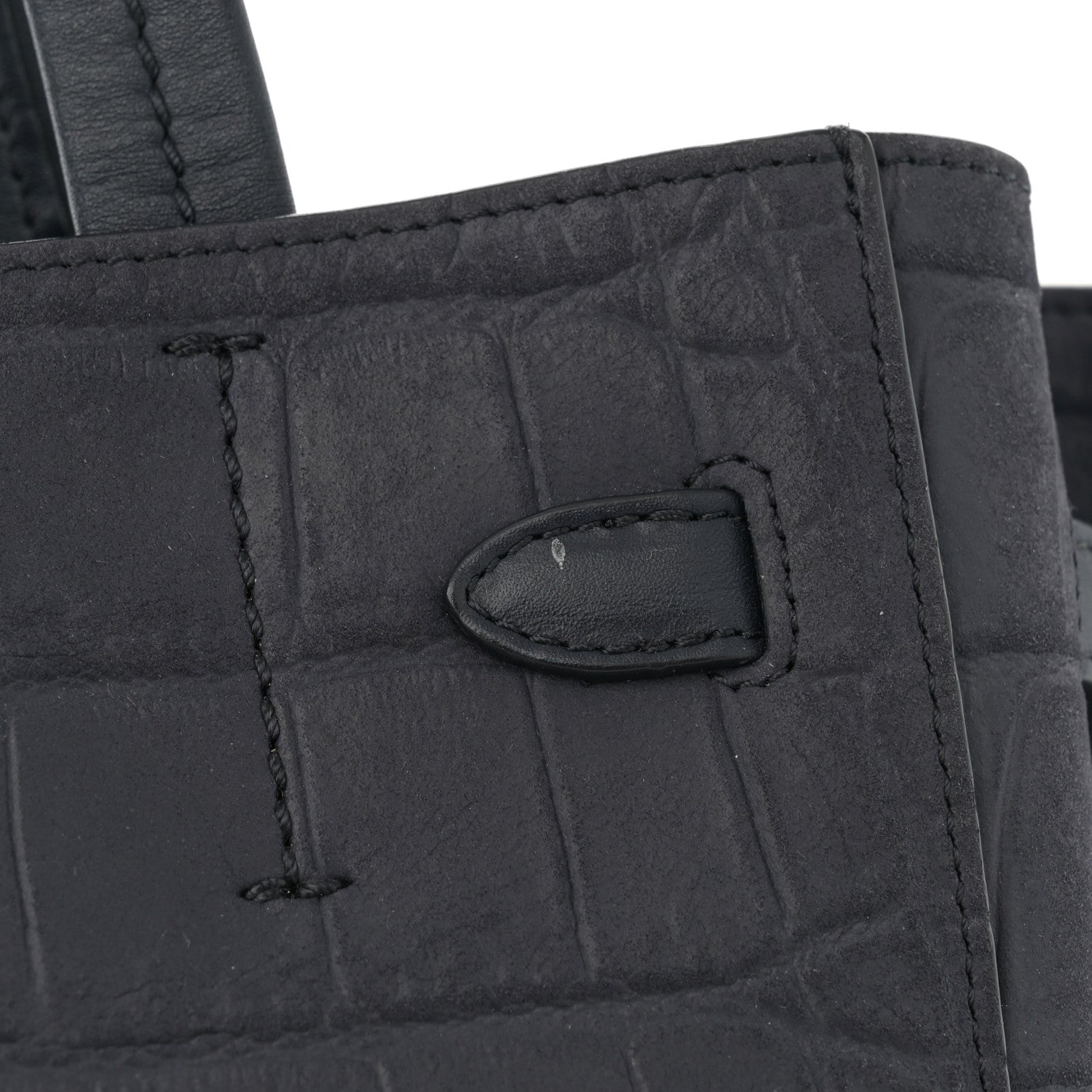 Celine Smooth Calfskin Nubuck Crocodile Embossed Small Belt Cabas Phantom Navy 12 of 14