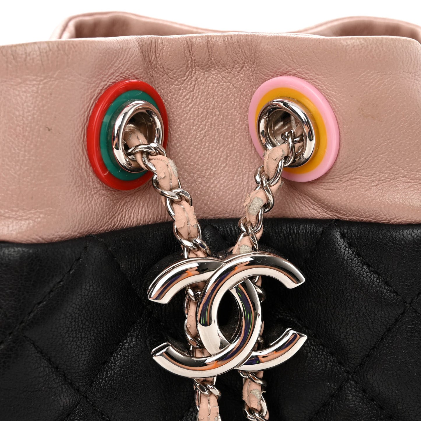 Lambskin Quilted Cuba Drawstring Tote Multicolor