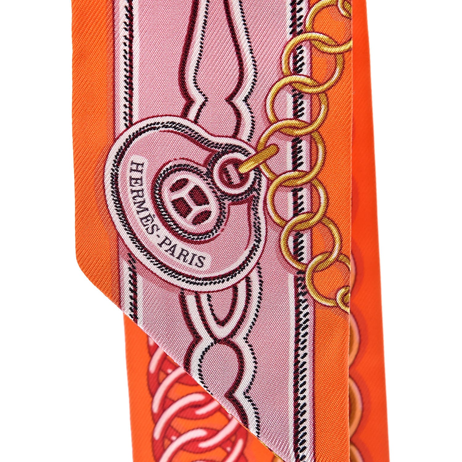 Hermes Silk Maillons Twilly Orange Vieux Rose Gold 3 of 5