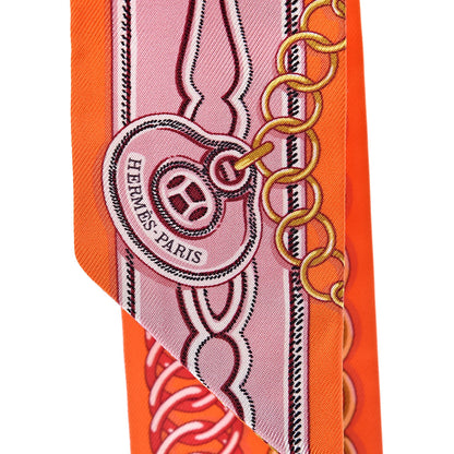 Hermes Silk Maillons Twilly Orange Vieux Rose Gold 3 of 5