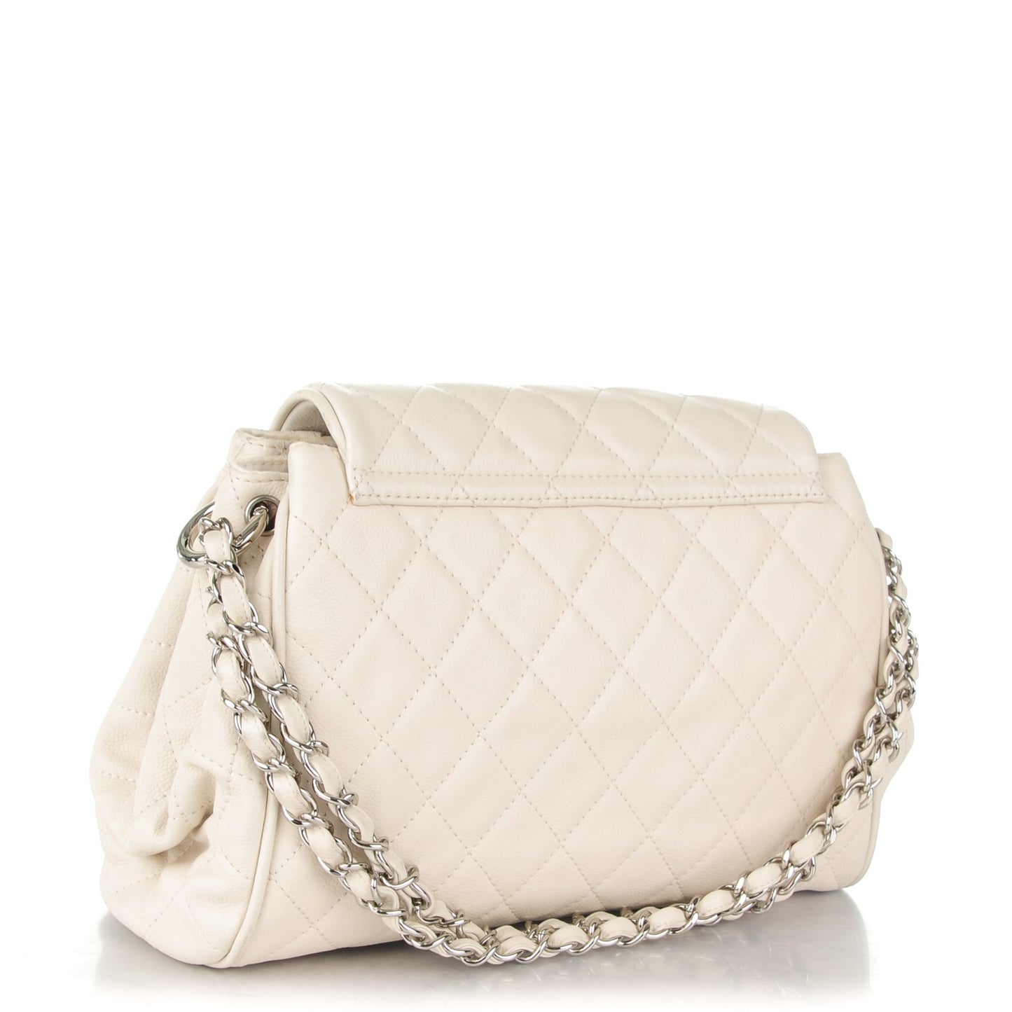 Caviar Quilted Timeless Accordion Flap White