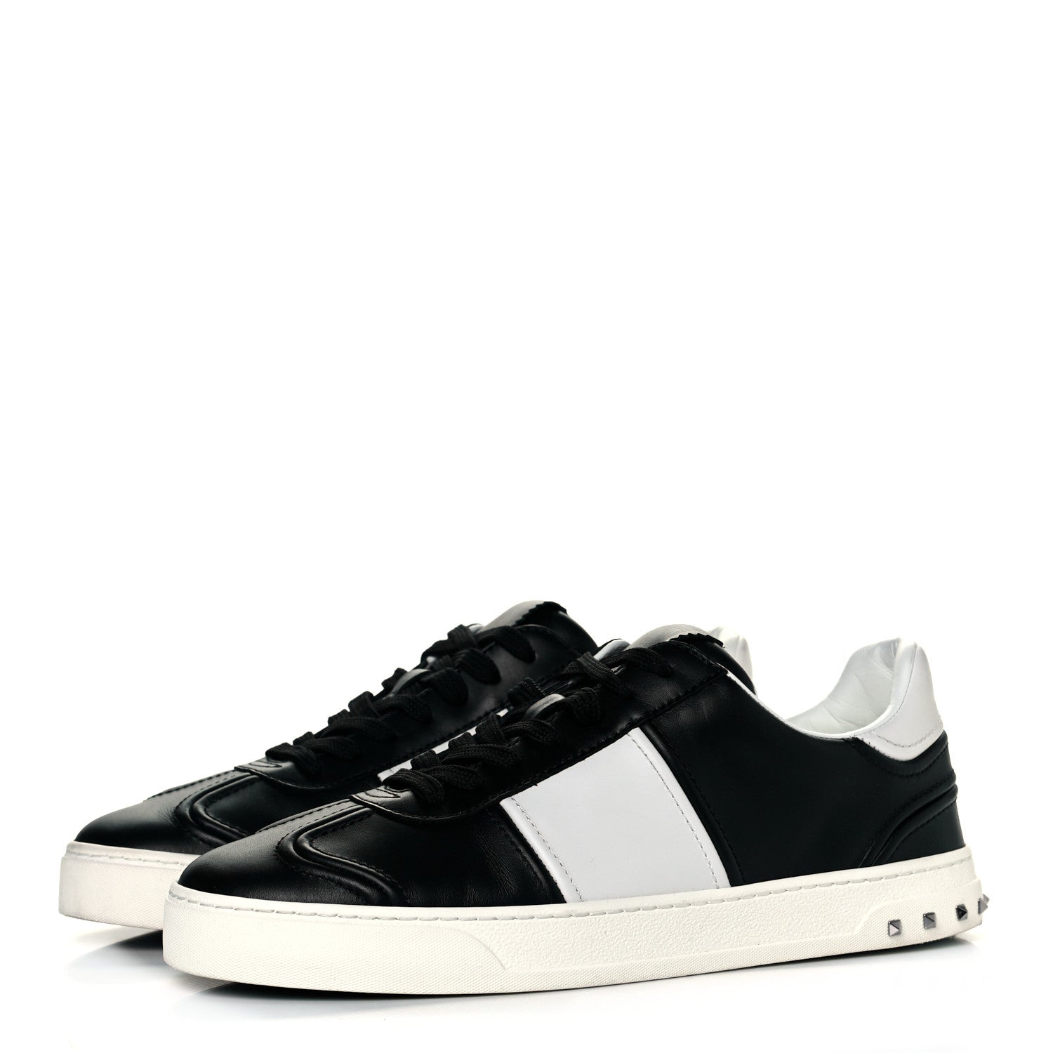 Valentino Garavani Calfskin Mens Rockstud Flycrew Sneakers 41 Black White 3 of 10