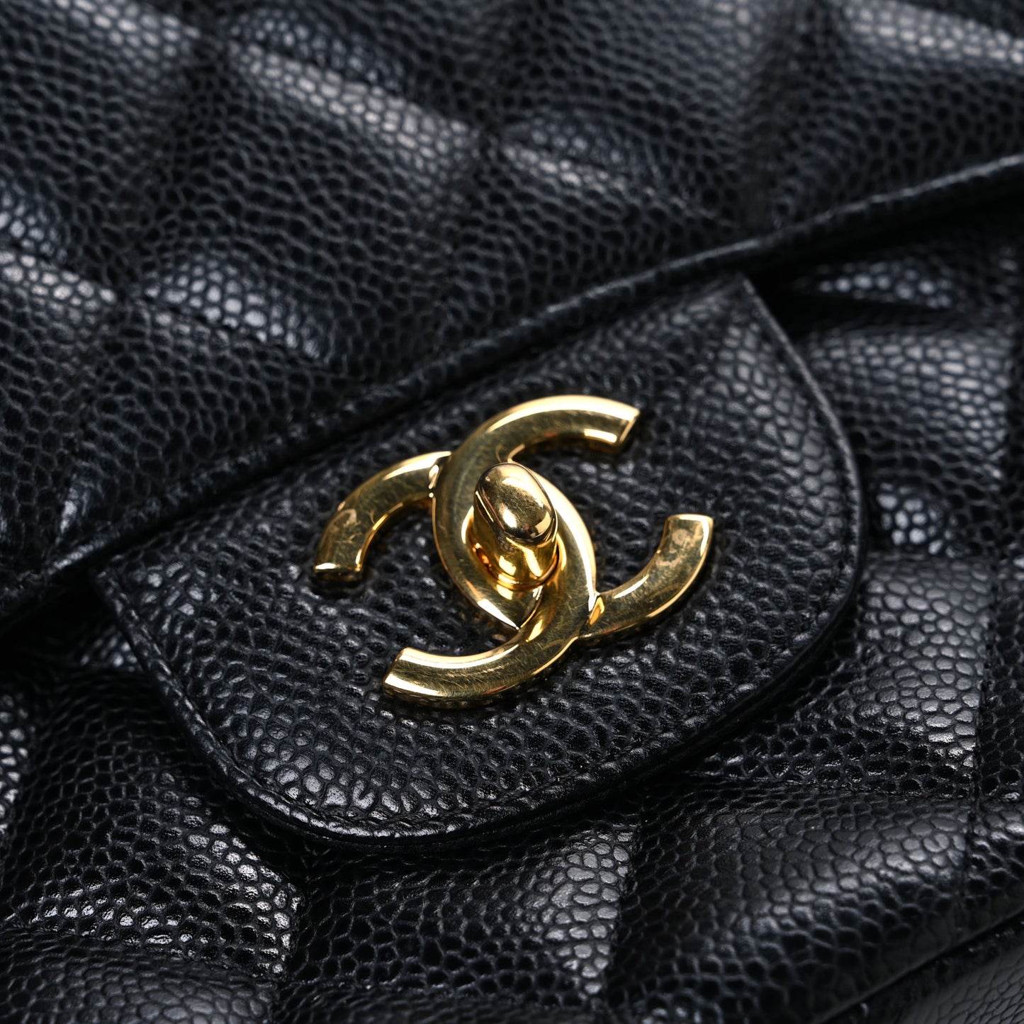 Caviar Quilted Jumbo Double Flap Black