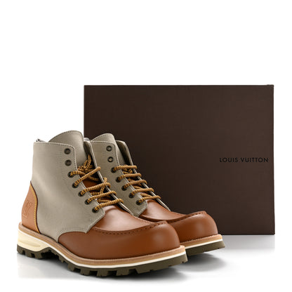 Louis Vuitton Canvas Calfskin Mens Hinterland Boots 10 Beige Tan 10 of 10