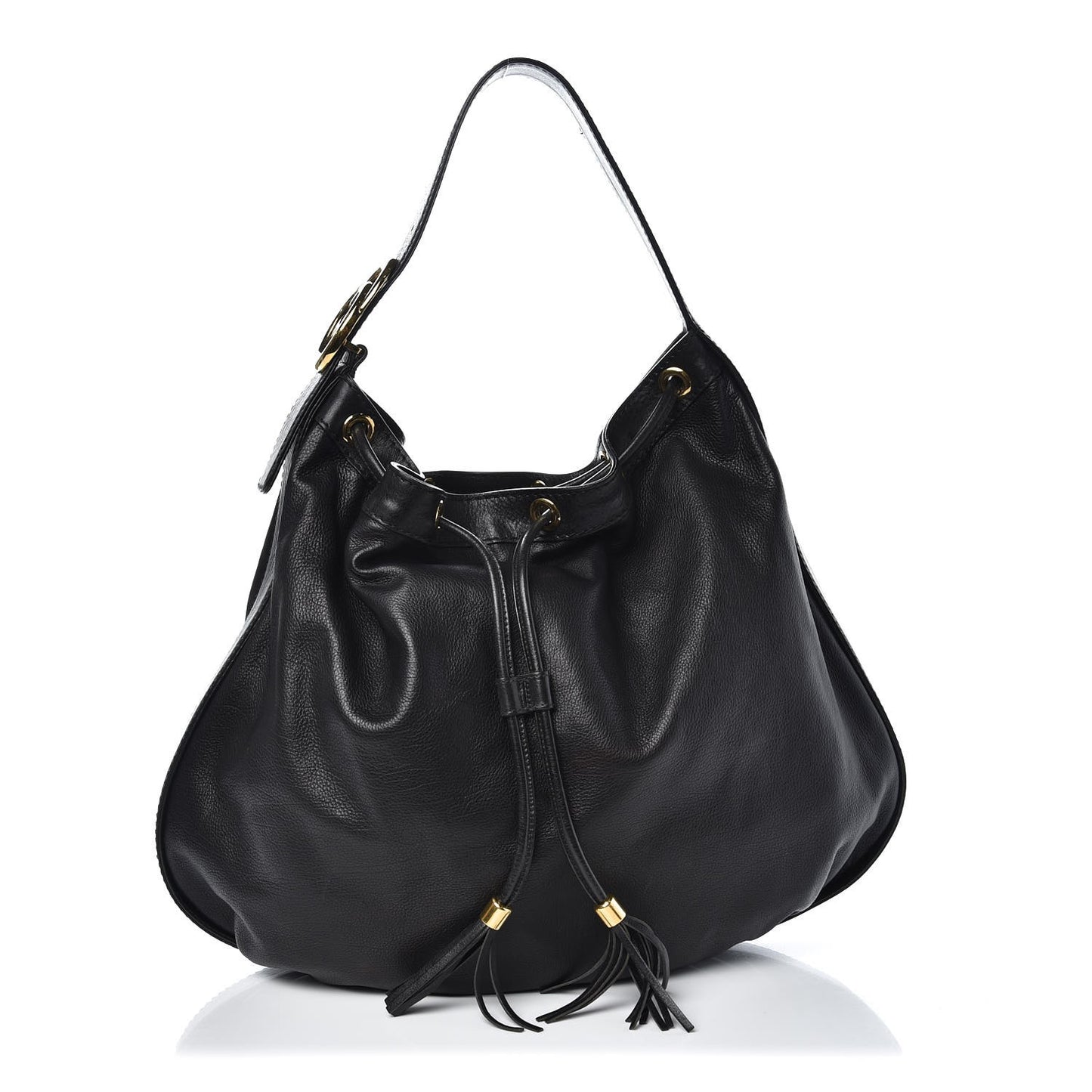 Pebbled Calfskin Medium Interlocking Icon Shoulder Bag Black
