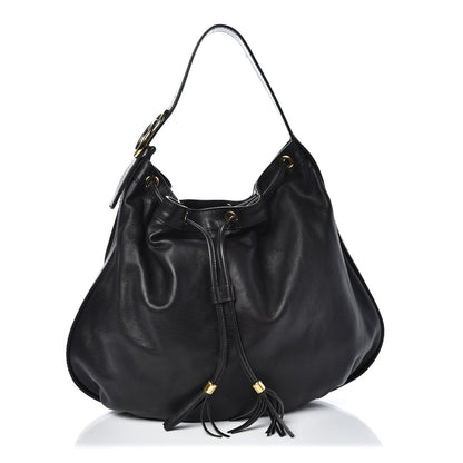 Gucci Pebbled Calfskin Medium Interlocking Icon Shoulder Bag Black 1 of 7