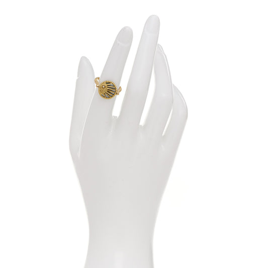 18K Yellow White Gold Diamond Black Onyx Mother of Pearl Rose Celeste Ring 50 5.25