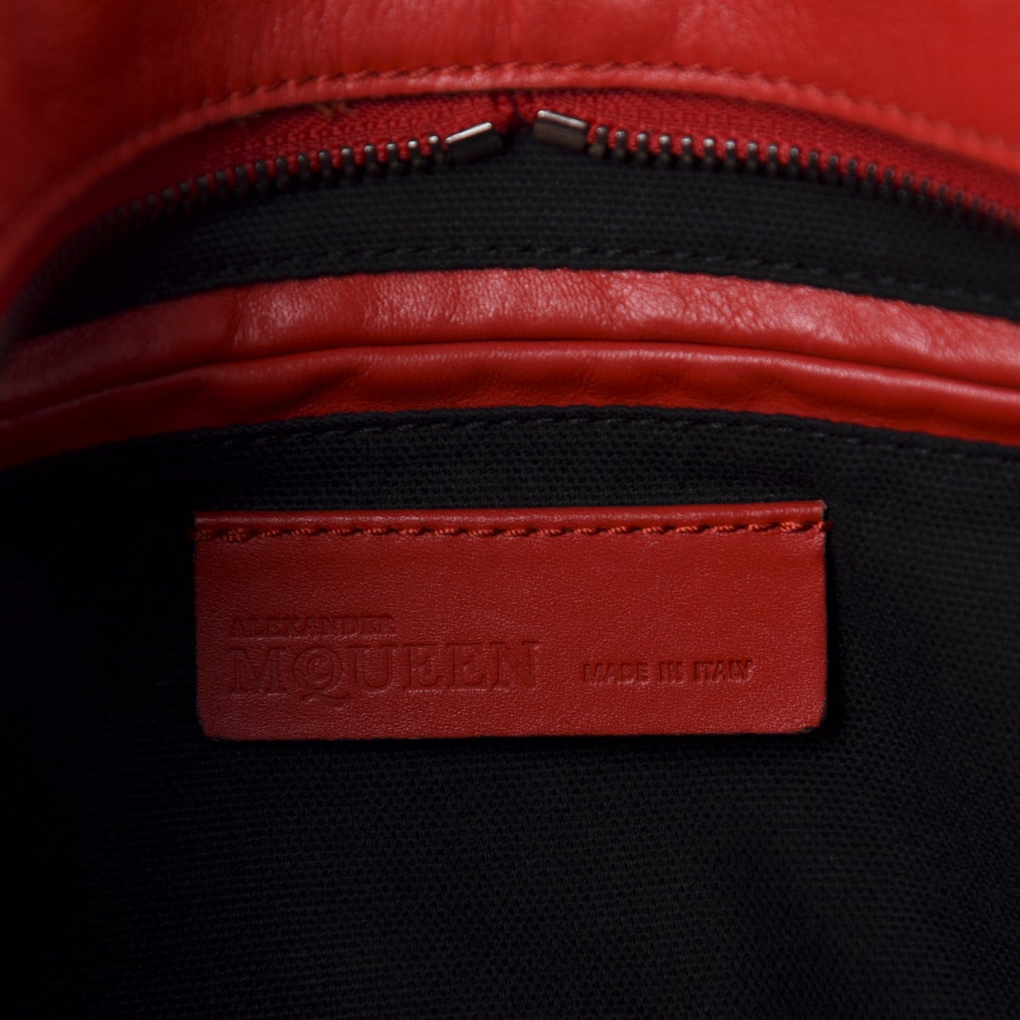 Calfskin Small Studded Padlock Zip Around Tote Red