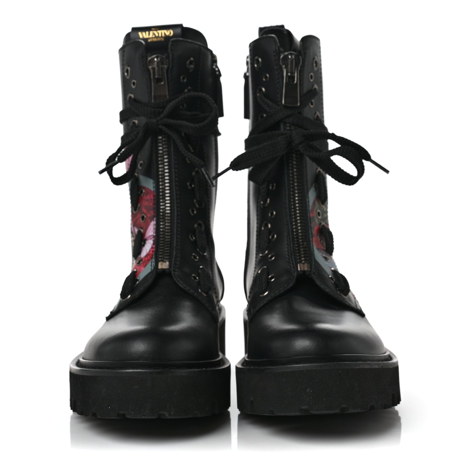 X UNDERCOVER Calfskin U Print Combat Boots 36.5 Black
