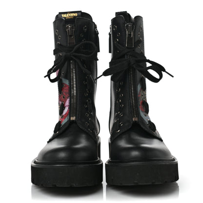 Valentino Garavani X UNDERCOVER Calfskin U Print Combat Boots 36.5 Black 2 of 8