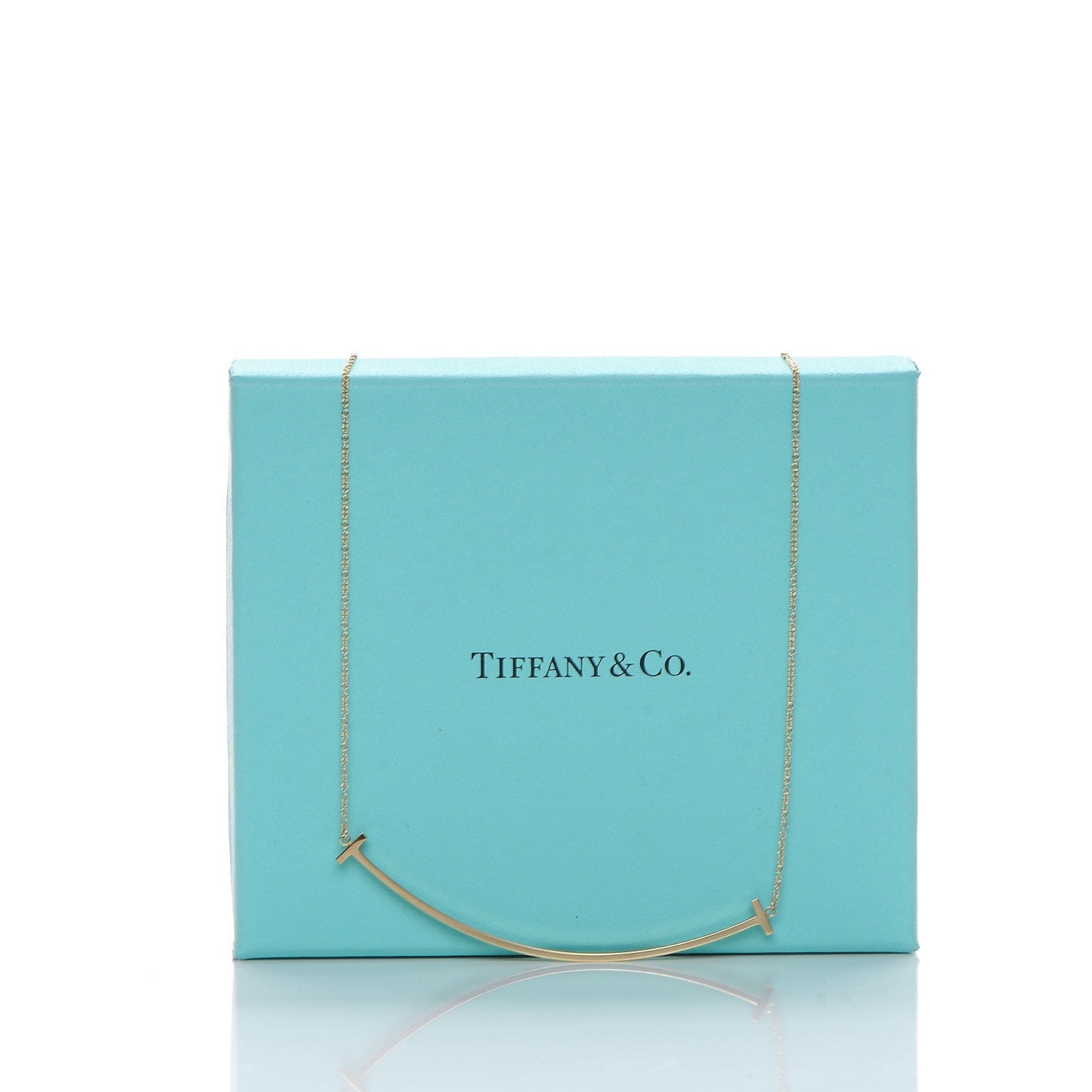 Tiffany 18K Yellow Gold Large T Smile Pendant Necklace 8 of 8