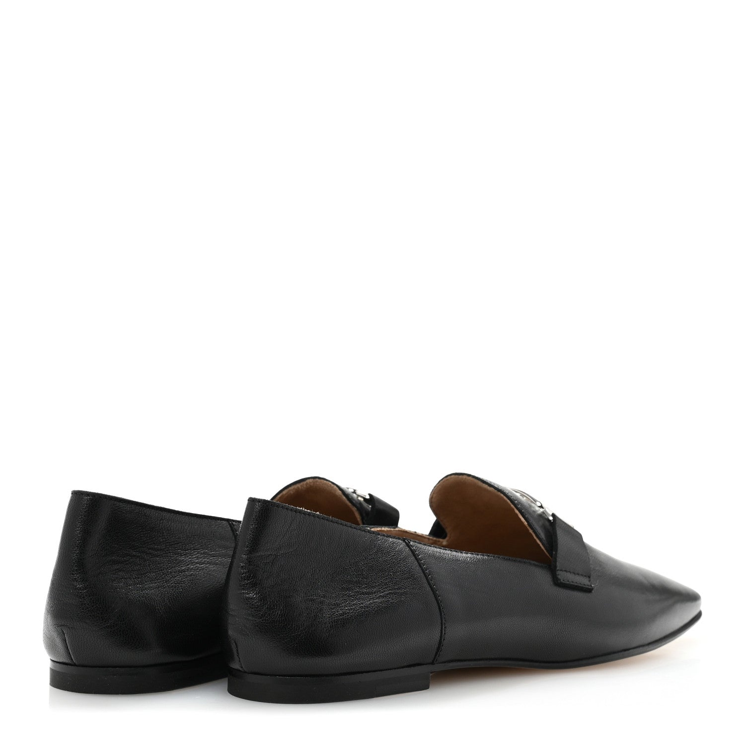 Hermes Supple Goatskin Womens Time Loafers 37 Black 5 of 9