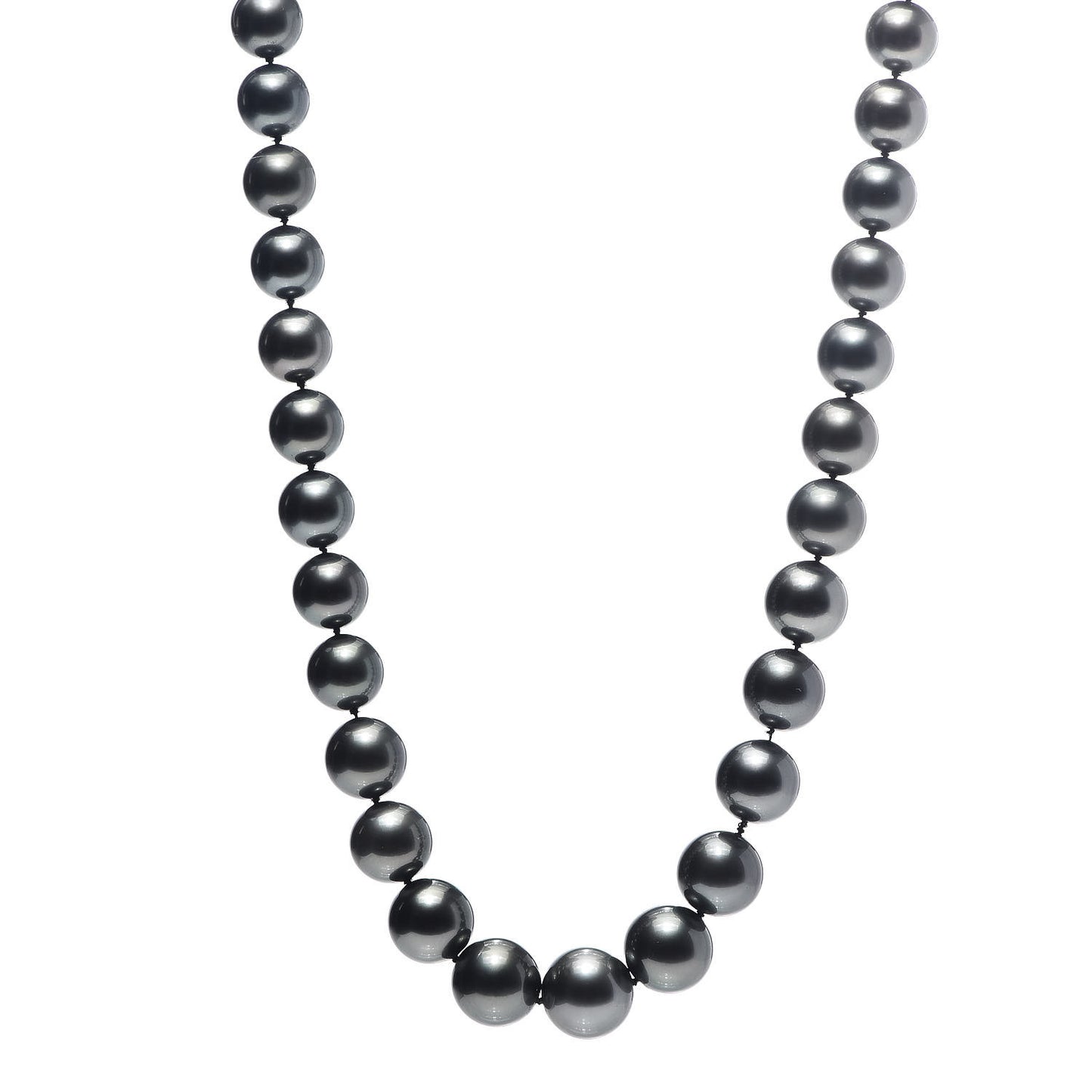 18K White Gold Black South Sea Cultured Pearl 11-14mm Strand Necklace 18.75"