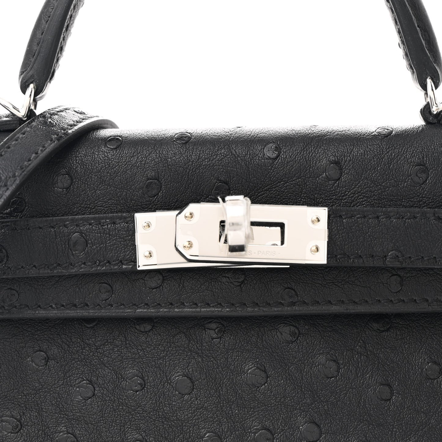 Ostrich Kelly Sellier Mini 20 Black