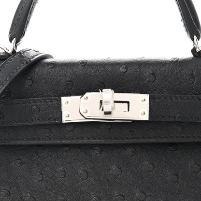 Hermes Ostrich Kelly Sellier Mini 20 Black 8 of 11