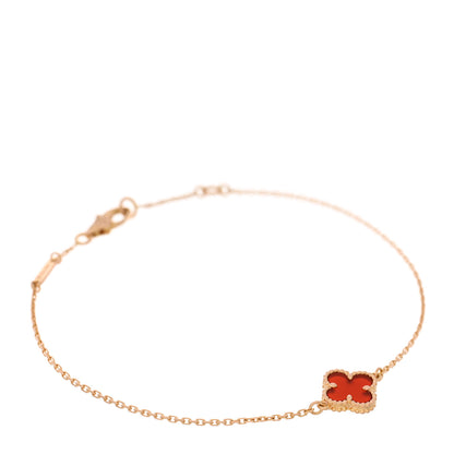 Van Cleef & Arpels 18K Rose Gold Carnelian Sweet Alhambra Bracelet 1 of 4
