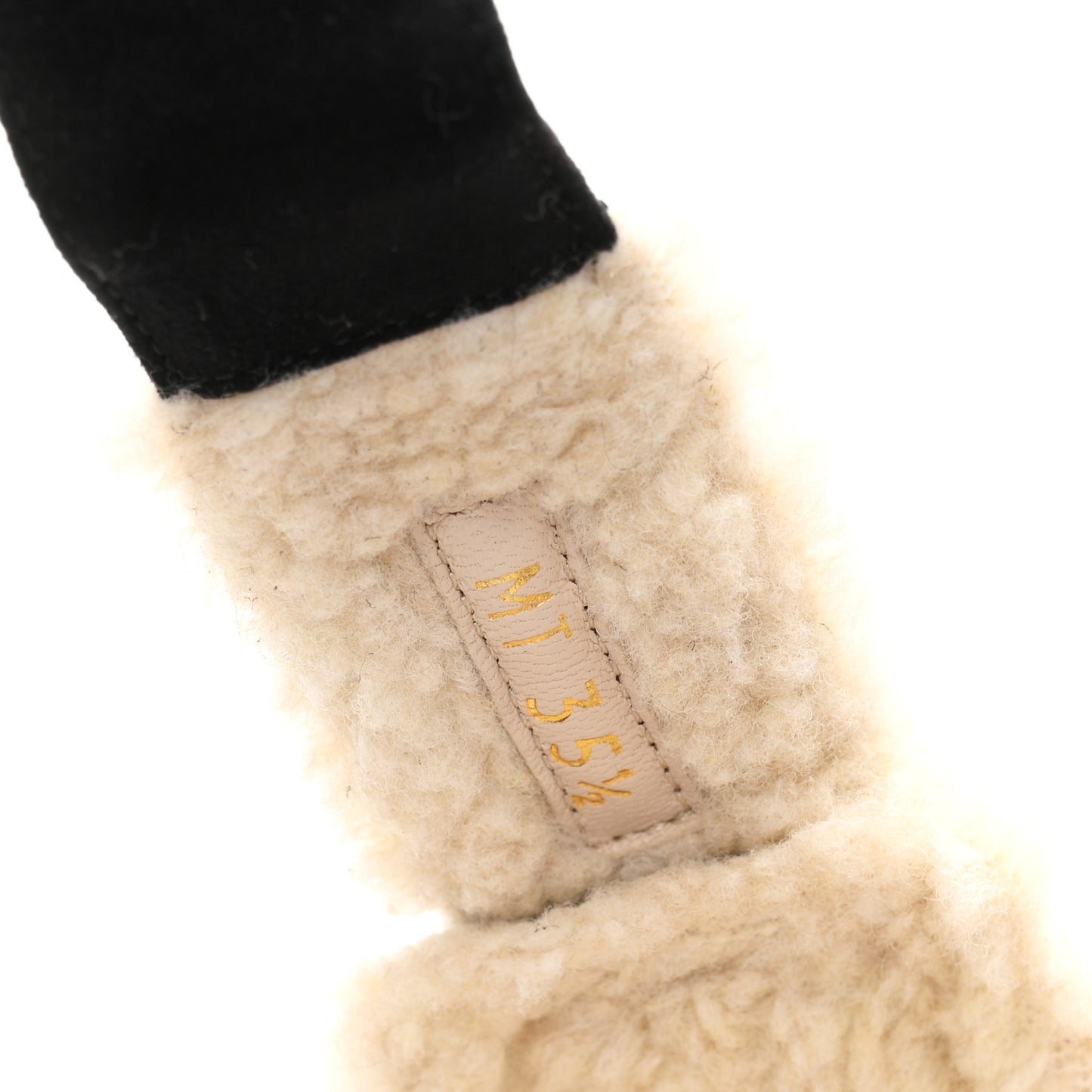 Suede Goatskin Shearling Effect Dioract 10mm Slide Sandals 35.5 Black