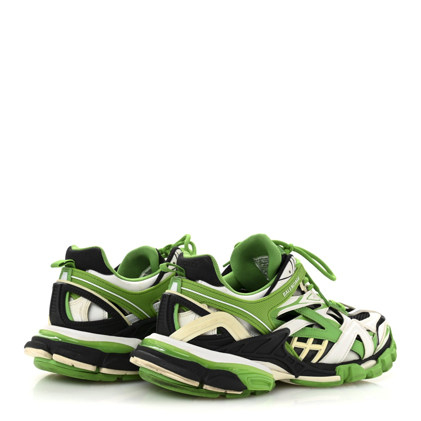 Rubber Mesh Tri-Color Clear Sole Mens Track.2 Open Sneakers 43 Green Black White