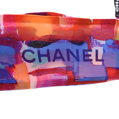 Chanel Silk Slim Bandeau Scarf Blue Red 4 of 5