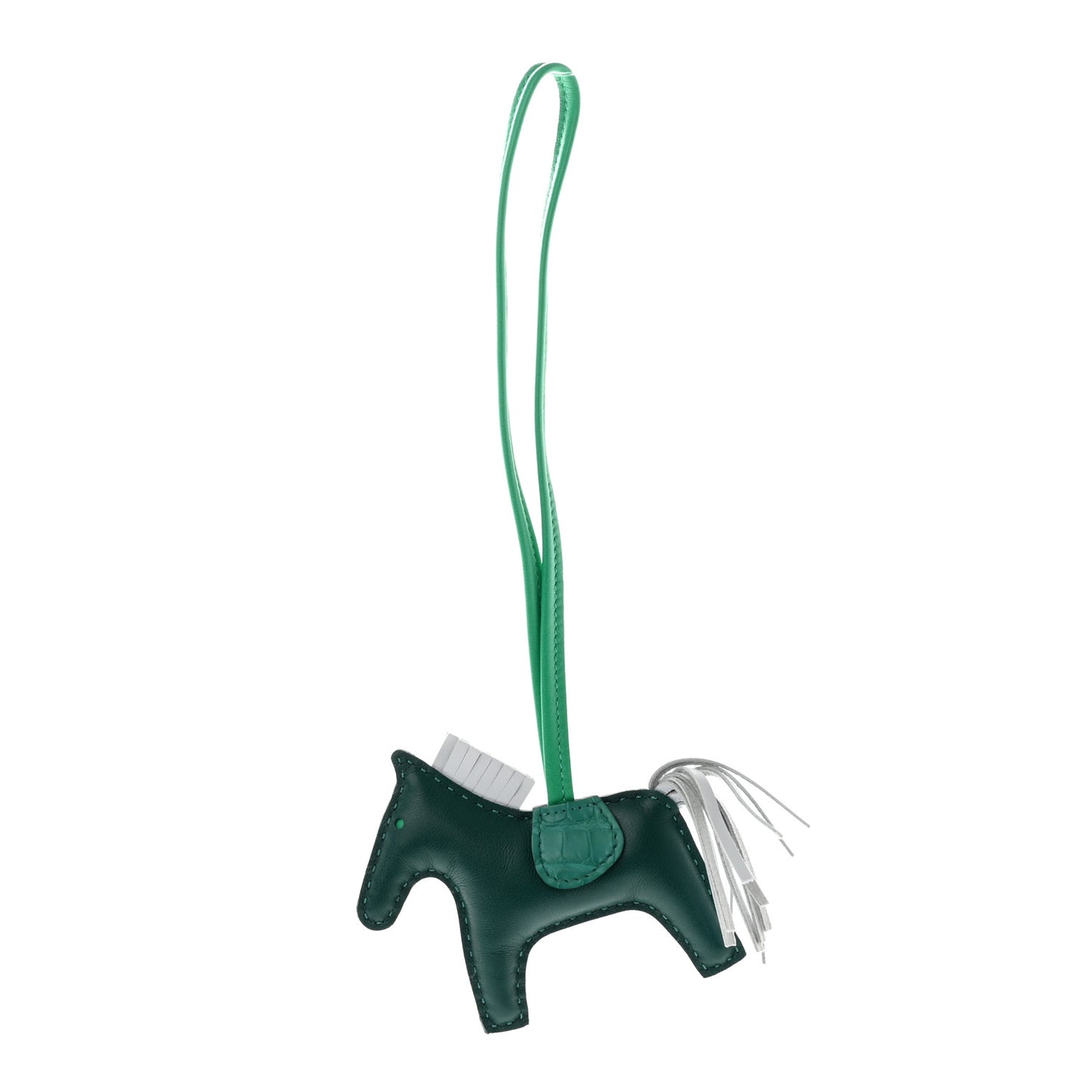 Milo Lambskin Matte Alligator Touch Grigri Rodeo Horse Bag Charm PM Malachite Menthe Bleu Brume Very Jade