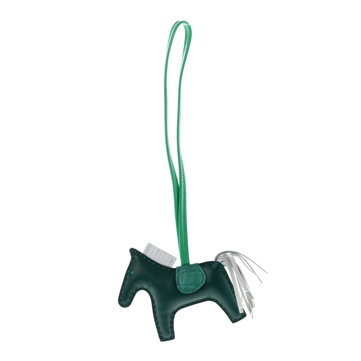 Hermes Milo Lambskin Matte Alligator Touch Grigri Rodeo Horse Bag Charm PM Malachite Menthe Bleu Brume Very Jade 1 of 5