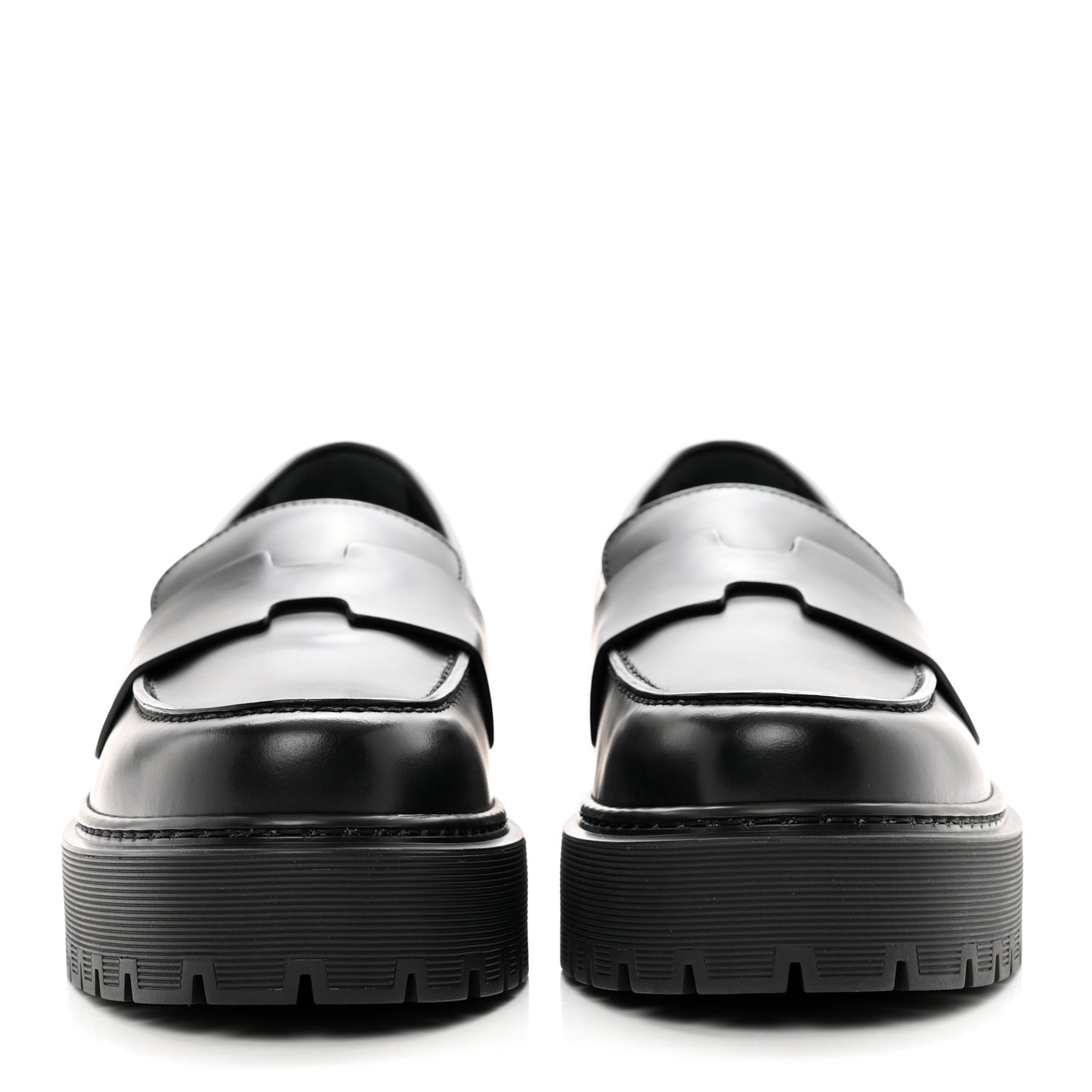 Glazed Calfskin Womens Hitch Loafers 36.5 Black