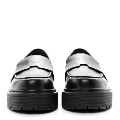 Hermes Glazed Calfskin Womens Hitch Loafers 36.5 Black 2 of 9