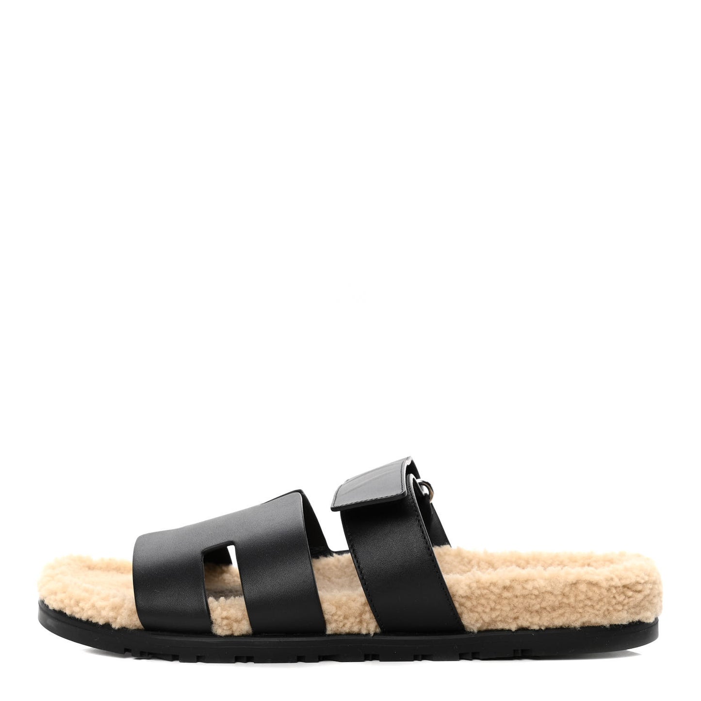 Calfskin Woolskin Mens Chypre Sandals 42 Black Ecru
