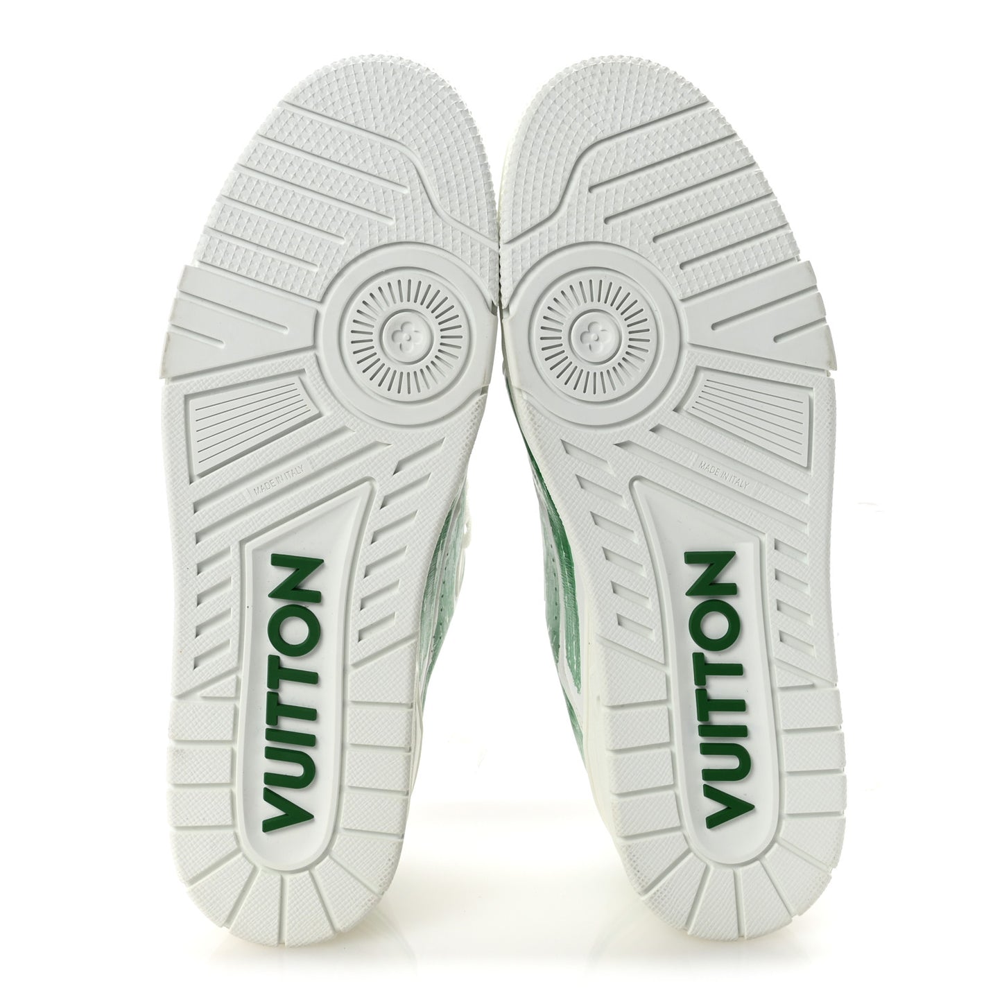 Calfskin Mens LV Trainer Sneakers 10 White Green