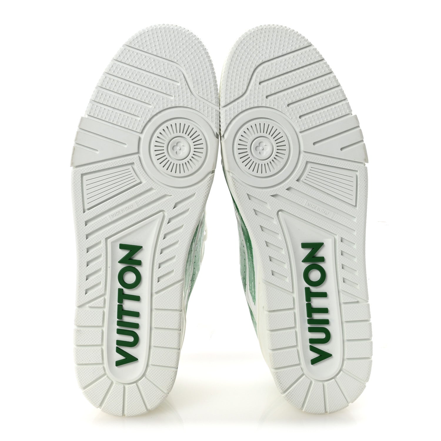 Louis Vuitton Calfskin Mens LV Trainer Sneakers 10 White Green 6 of 10