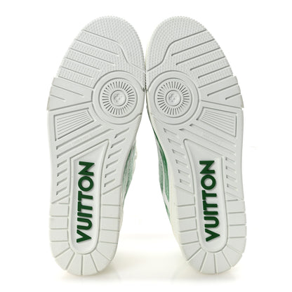 Louis Vuitton Calfskin Mens LV Trainer Sneakers 10 White Green 6 of 10
