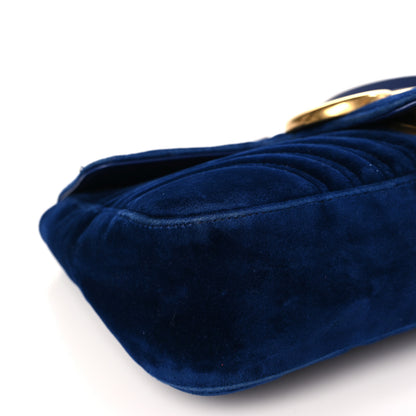 Gucci Velvet Matelasse Medium GG Marmont Shoulder Bag Cobalt Blue 8 of 9