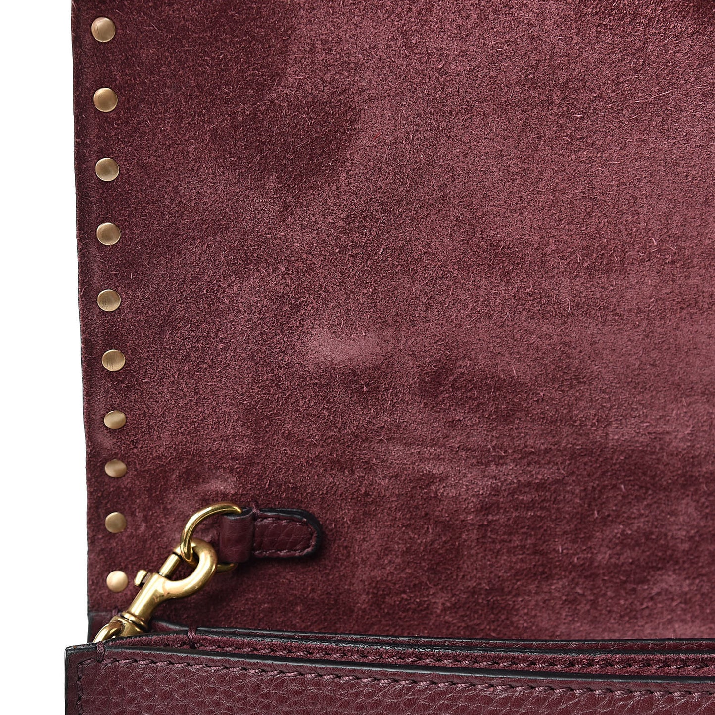 Pebbled Calfskin Rockstud Rolling Wristlet Clutch Rubin