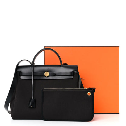 Hermes Military Toile Vache Hunter Herbag Zip PM 31 Black 17 of 17