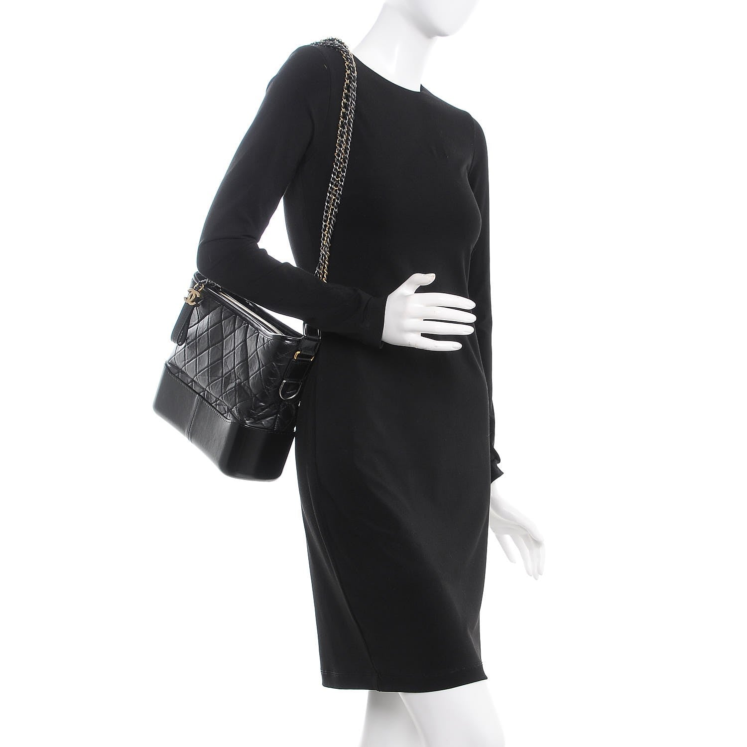 Chanel Aged Calfskin Quilted Medium Gabrielle Hobo Black 2 of 9