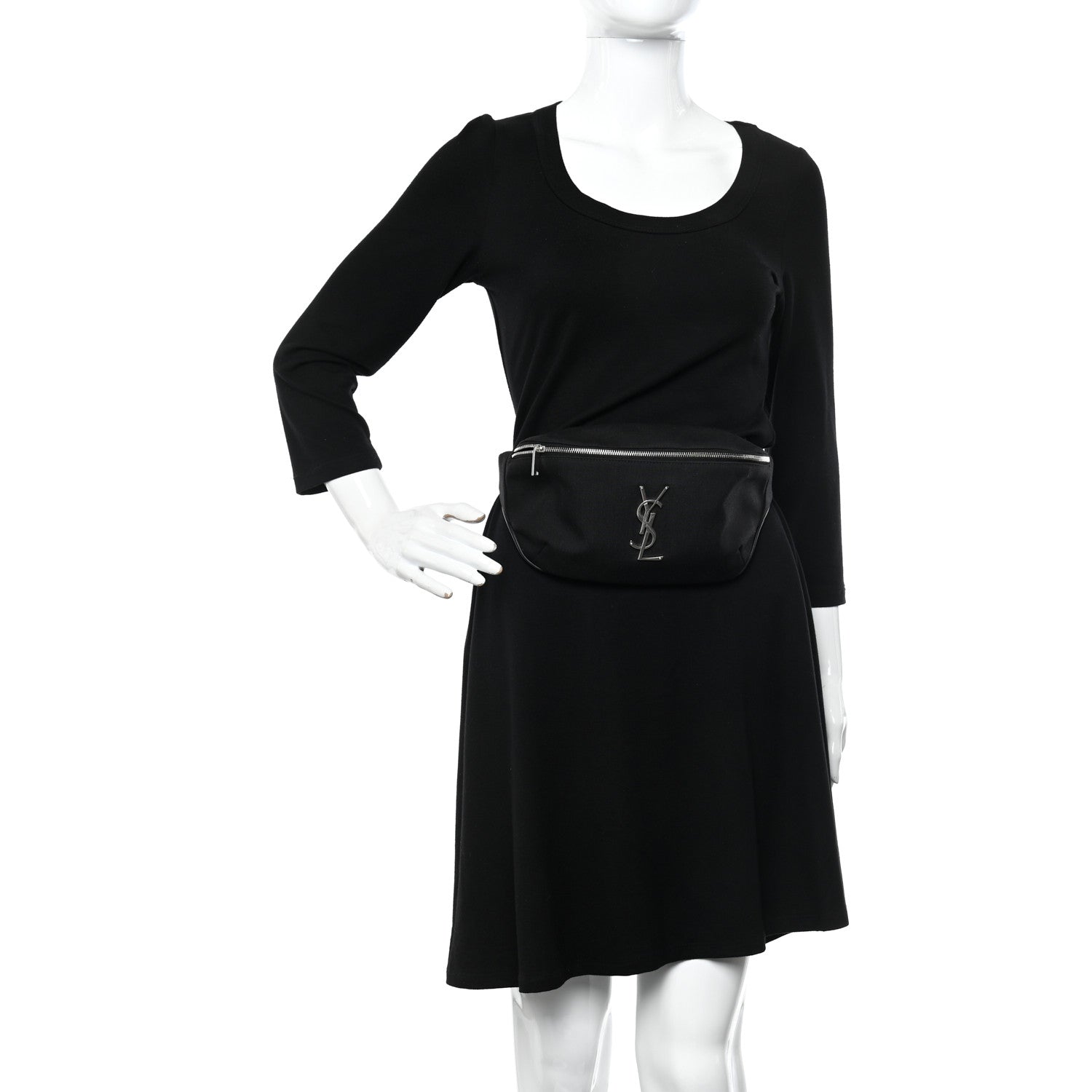 Saint Laurent Canvas Monogram Belt Bag Black 2 of 9